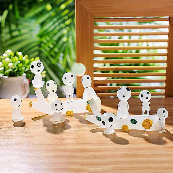 11 st/set Mini Figurer Prinsessan Mononoke Skogsande Kodama Lysande Prydnad