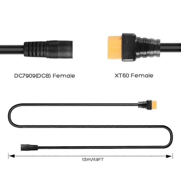 14AWG DC8mm Honkontakt DC7909 till XT60 Honkontakt Solpanel Laddningskabel för Kraftstation