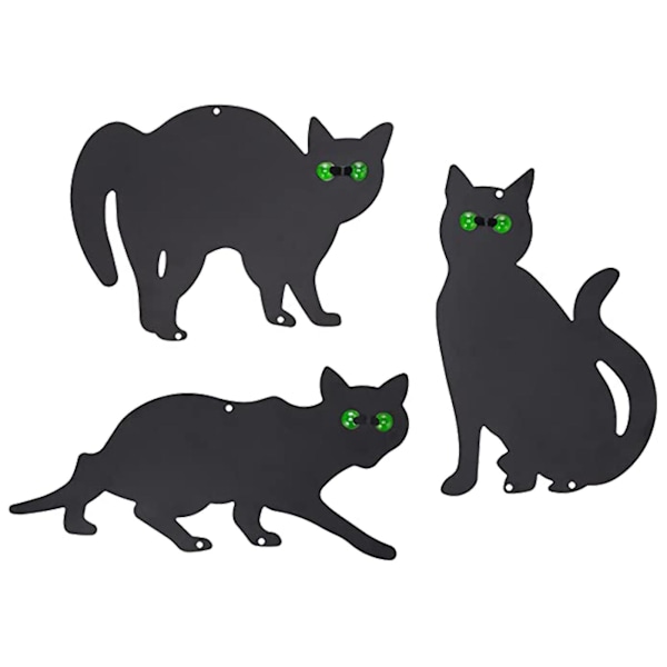 Kattskulptur Markinsats Dekor Set 3 St 2D Livsliknande Kattunge Med Reflekterande Ögon
