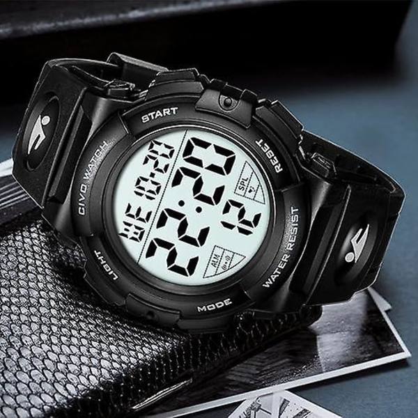 Digitala herrklockor, LED-bakgrundsbelyst digital armbandsur