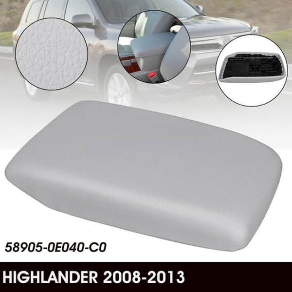 Center Armrest Console Lid Cover Cap PU Center Console Covers Pad för /Kluger 2008-2014 Grå