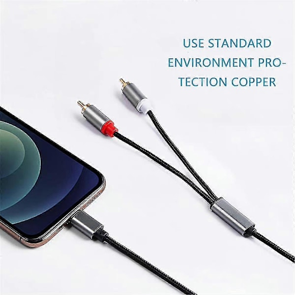 Audioadapterkabel Telefon til RCA Lotus Kabel Høytaler Audioforsterker Kobling Lydkabel Passer for Apple Iphone