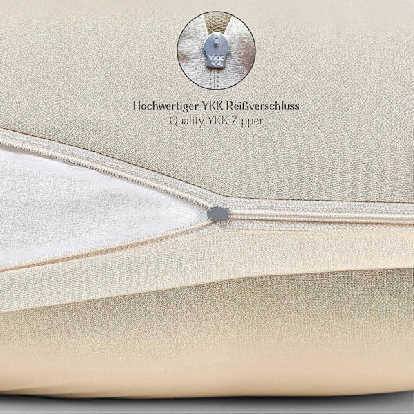 Kuddfodral 40 x 40 cm - 100% bomull med blixtlås, supersoft kuddfodral 40x40, kuddfodral, beige, endast kuddfodral