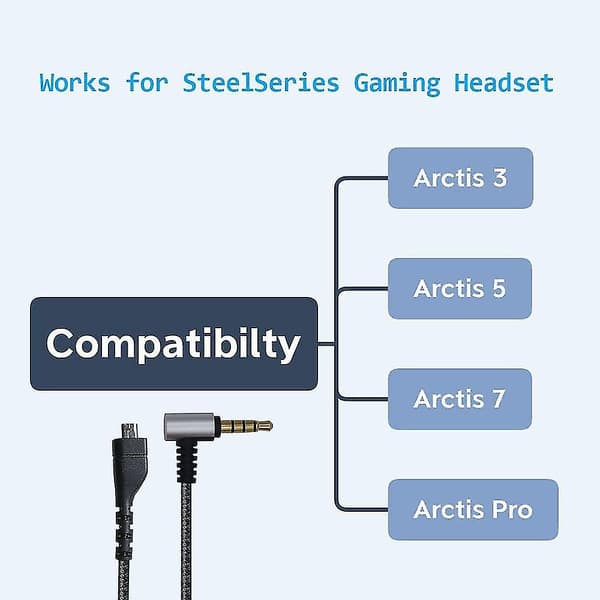 Flexibel stereo-spelheadsetkabelersättning för Steelseries Arctis 3/5/7 Pro Gaming