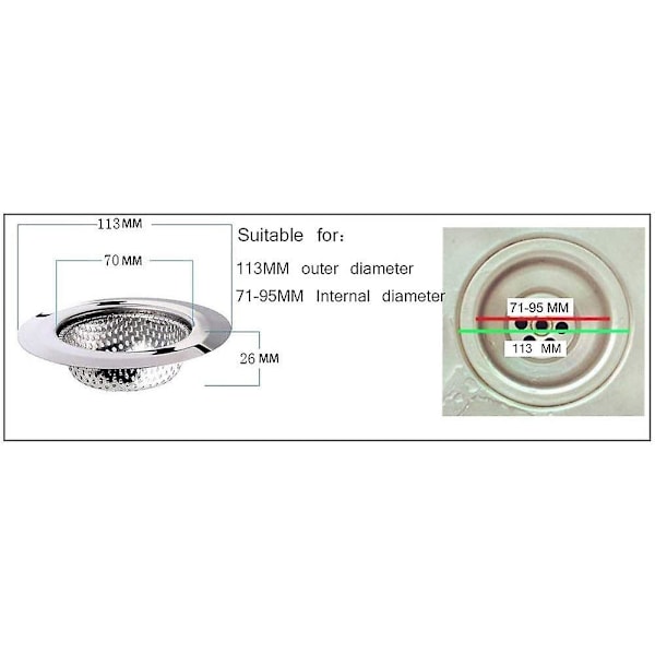 2 kpl Keittiöallas Suodatin, Ruostumattomasta Teräksestä Valmistettu Allas Suodatin, Allasristikko (iso)