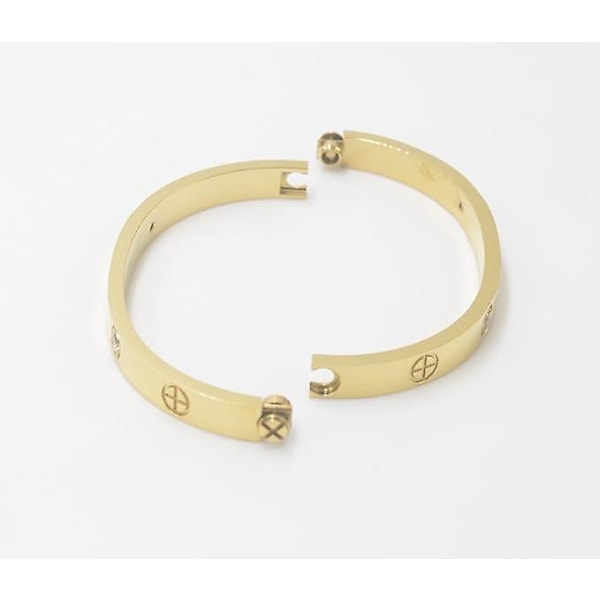 Enkel stil kärlek armband i guldpläterat rostfritt stål för kvinnor Mengold