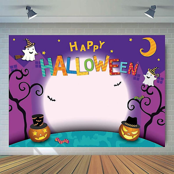 7x5ft Piirretty Halloween-taustakangas Kurpitsa Kuu Valokuvaustaustat Onnellinen Halloween-juhla Vinyl Valokuvaustausta Studiorekvisiitaksi 11131