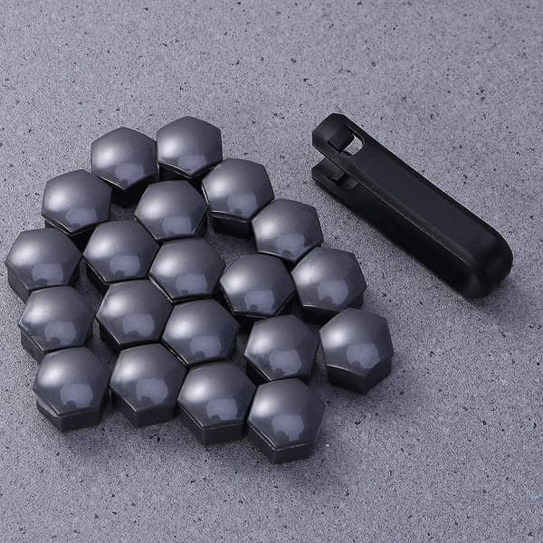 20 Stykker Hjulmutterlokk 17mm, Hjulboltmutterlokk, Sekskantede Dekk Mutterlokk Grå