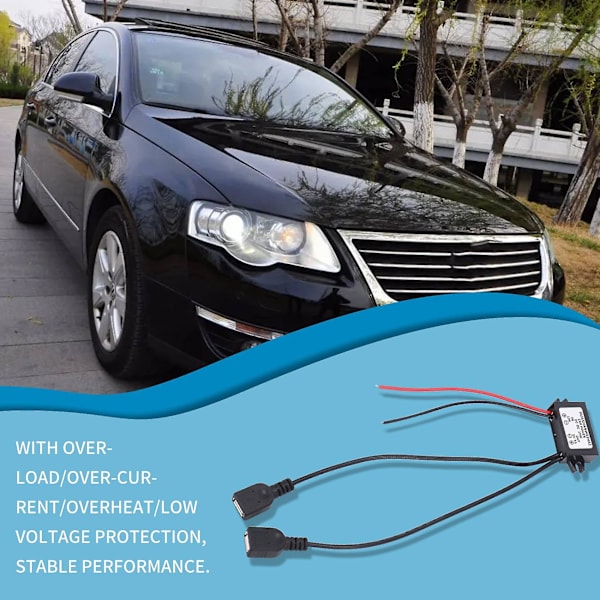 DC-omformer 12V til 5V 3A Dobbel 2 USB til Bilstrømregulator Spenning