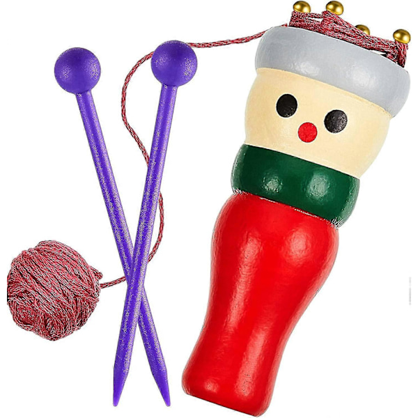 2 Set Träfranska Stickmaskiner, Söt Praktisk Första Stickspolsmaskin