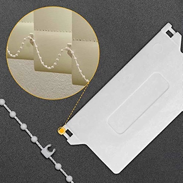20 Meter Bunnkjede til Persienne Hvit Vertikal Persienne Bunnkjede For 3,5 Tommer 89mm Lameller Gardinperler Med 5 Stk Plastkjedekoblinger