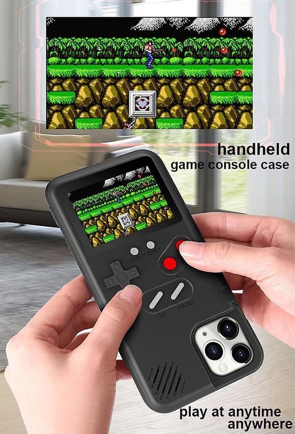 Spilkonsollæske til iPhone 11 Pro Max, Retro Gameboy-æske til iPhone, Farveskærm Spiltelefonæske til iPhone 11 Pro Max Rød