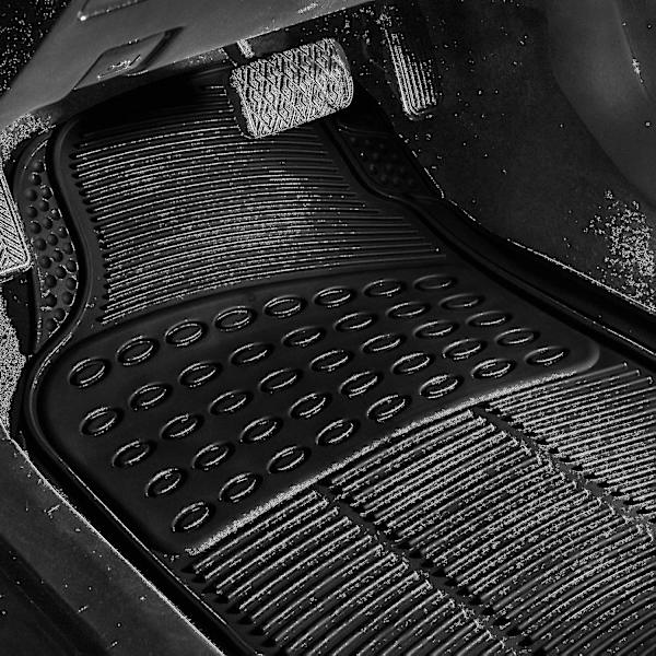 Kestävä 4-osainen kumimattoautojen sarja | Universaali liukumaton auton lattiamatto | Vedenpitävä etu- ja takamatot | Kumimattoja kaikille autoille, maastureille ja kuorma-autoille | De