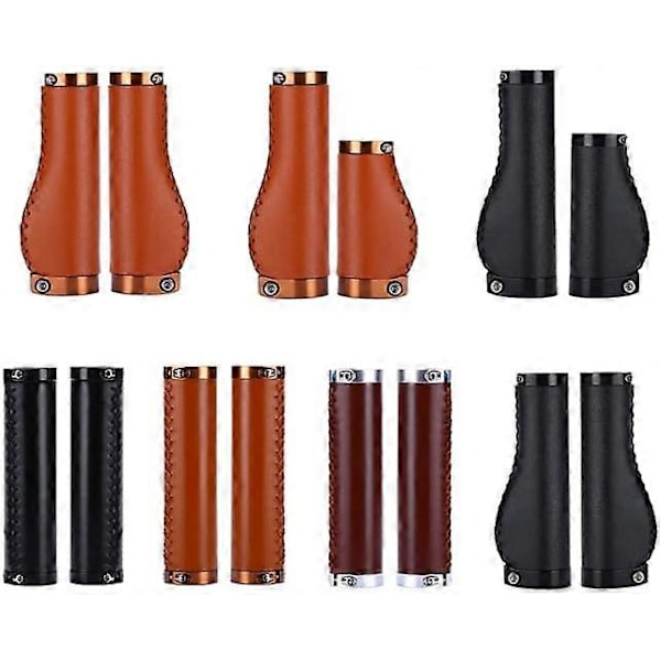 Cykkelgrepp Läder ergonomiskt halkfritt styre för 22,2 mm MTB-cykel Mountain, Brun