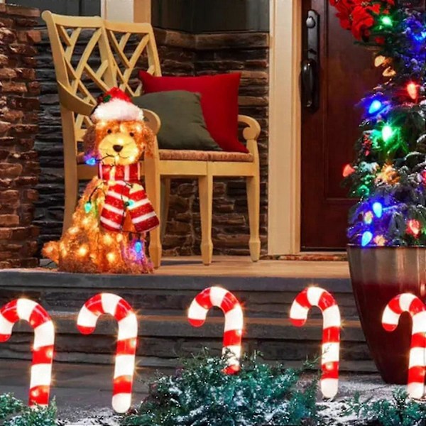 2D Lysende Jul Golden Doodle Hund, Fluffy Doodle Hund Med Lysstreng Jul Akryl Utendørs Hage Ornament