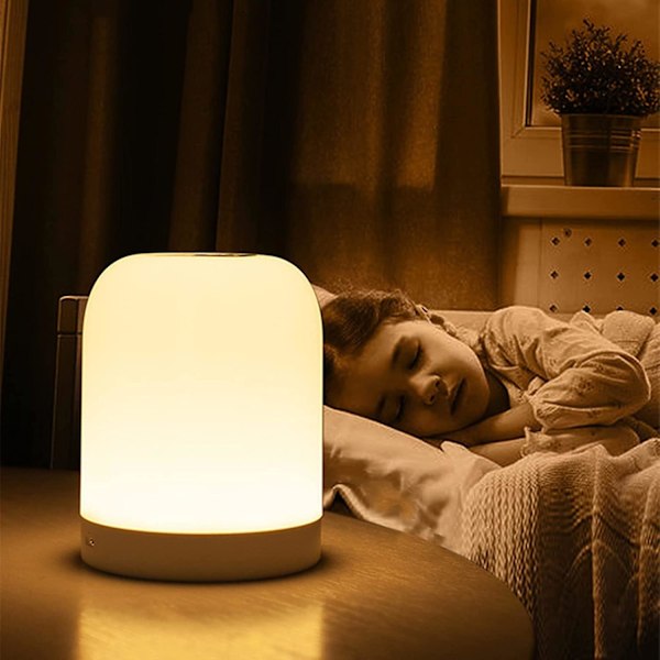Natlys til Børn, Baby Natlys, RGB Farveskiftende Natlys Børneværelse Natlys, USB Porte, Dæmpbar Berøringsvarm Lys Børneværelse, Soveværelse, Barn