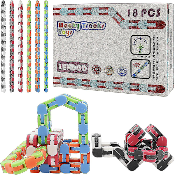 18-pack Wacky Tracks Snap And Click Fidget Toys Finger Sensory Toys, 24 länkar Snake Puzzles för stressavlastning, festpåsefyllmedel, festtillbehör-yvan