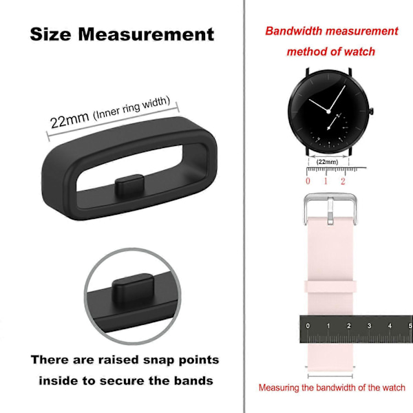 Loop för 22 mm klockarmband 10-pack Svart