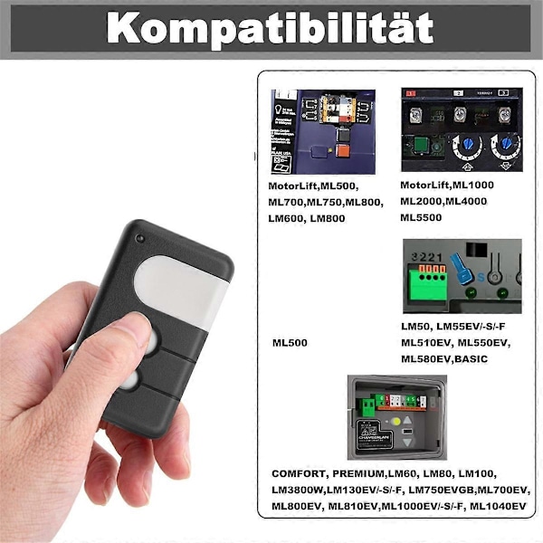 433,92 MHz autotallin oven avaajan kaukosäädin Chamberlain MotorLift LiftMaster TX4RUNI, 84335EML -malleille