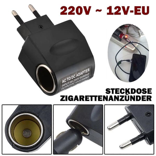 220V AC til 12V DC Stik bil Cigarettænder Socket Konverter hurtig Bil Adapter Fg