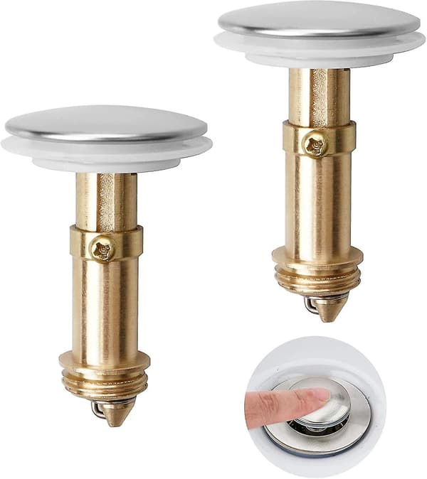 sysy Pop-up Trykknapp Avløpsstopper 35mm Vask Plugg, Trykk-Inn Type Bounce Core Avløpsfilter, Krom