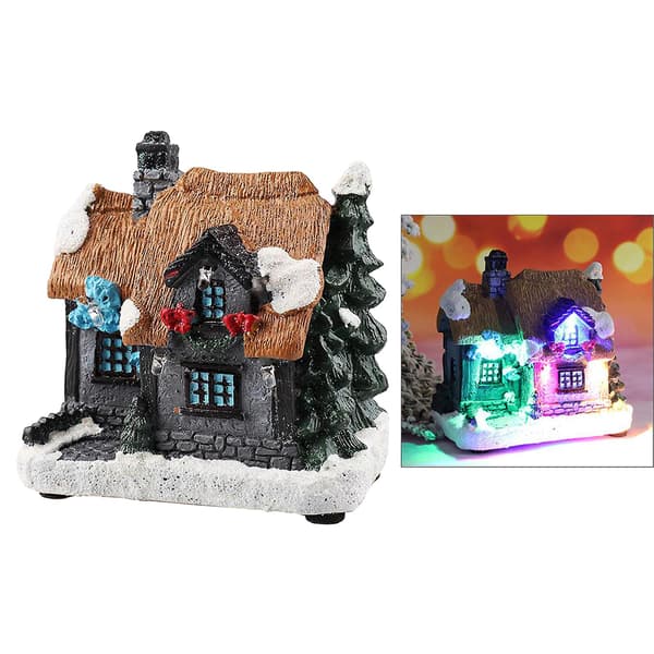 Julehusdekorasjon med LED-lys, Harpikslandsby Ornament Gavedekorasjon C