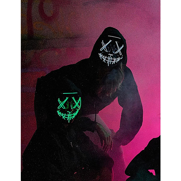 Vuxen vit lysande LED-mask