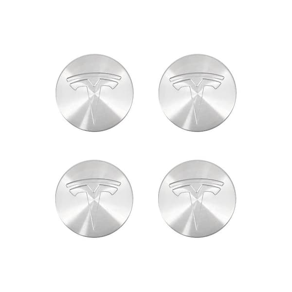 Passer til Tesla Model 3 hjulcenterdæksel logo - sølv sølv logo (børste) (fire pakker)