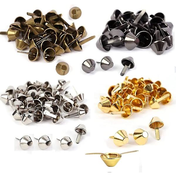 120 stk. Taskeben, Håndtaskefødder, Håndtaske Keglefødder, Håndlavede Lædernitter, Bundplade Taskefødder, Metal Flade Fødders Kegle Svampe Studs Spidsnit, 4 Farver