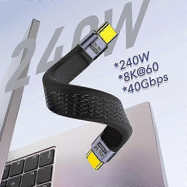 240W USB 4.0 Gen3 Datakabel 5A Snabbladdning för USB C till Typ C PD Thunderbolt 3 8K@60Hz 40Gbps Datakabel