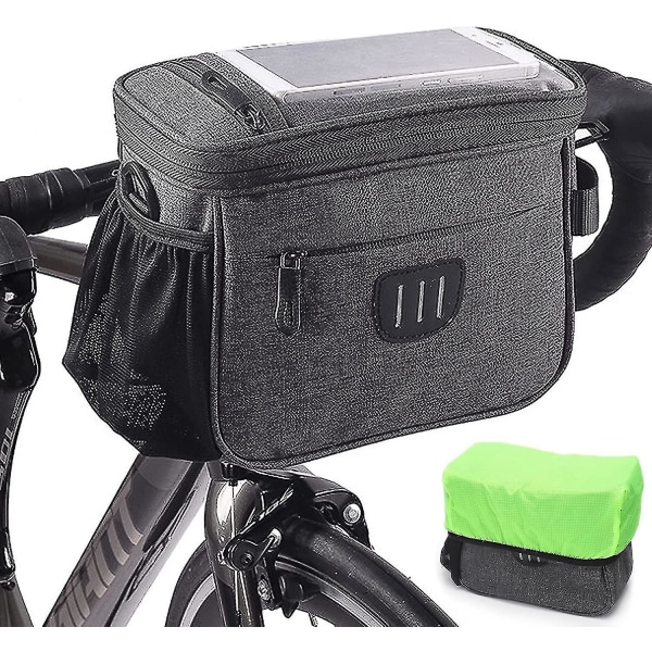 Bicycle Handlebar Bag Waterproof, 5l Bicycle Bag Handlebar, Bicycle Basket Bag With Touchscreen, Handlebar Bag Front Bag With Shoulder Strap And Rain