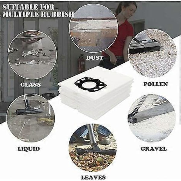 PB 10 stk. støvsugerpose karcher støvsugerpose WD4 WD5 WD6 WD4 Premium WD5 Premium karcher pose MV4, MV5 og MV6 Støvfilterposer til Karcher