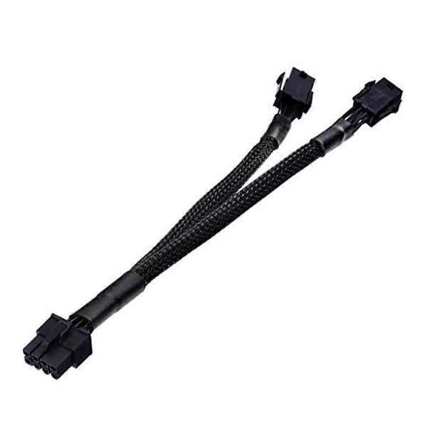 Dubbel 6-Pin Hona till 8-Pin Hane GPU Strömadapter Kabel Flätad Sleeved 20cm Strömkabel