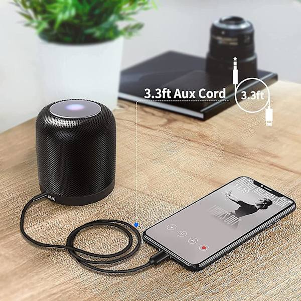 Aux-kabel til iPhone i bil (sort)