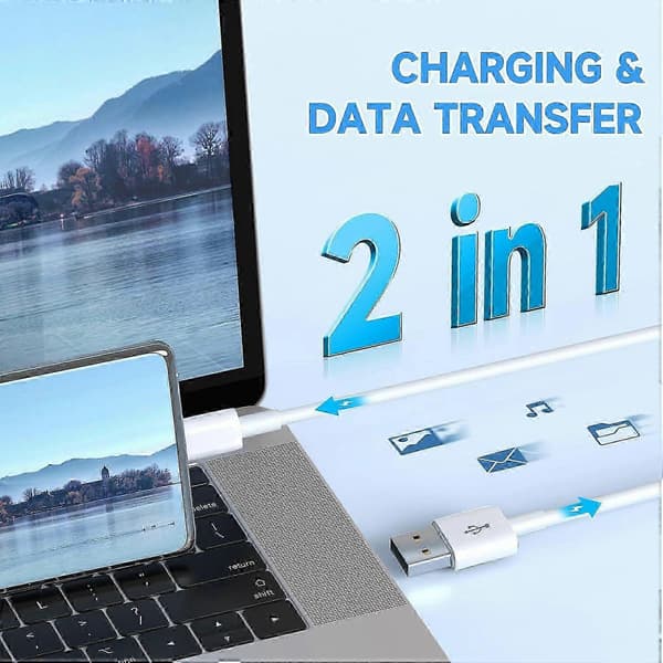 Lang 5M USB C-kabel USB A til Type C lade- og synkroniseringsledning