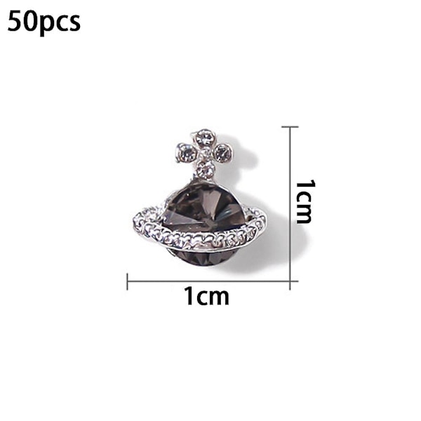 50 st Nail Art Legering Planet Ornament - Planet Ornament Xl-15 Svart Makeup