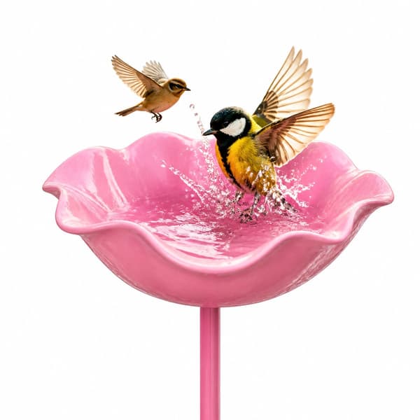 Fugledrikker - 14*14*60cm - Legeringsmateriale - Elegant Blomsterform - Hagedekorasjoner - Kjæledyrtilbehør - Lys Rosa