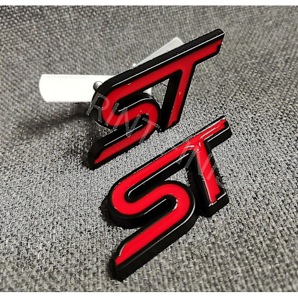 St Metal Badge Grille Rød Sort Til Ford Fiesta Focus Mondeo Kuga - Foran & Bagpå