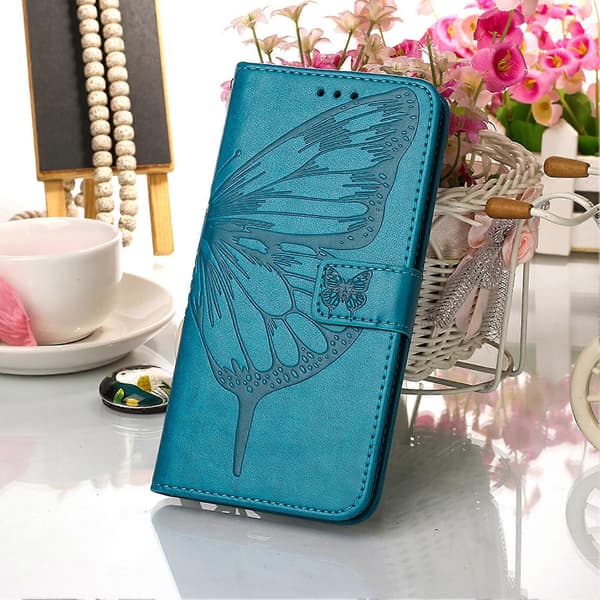 Etui til Samsung Galaxy A71 5G Flip Etui Deksel Premium Lær Preget Magnetisk - Blå