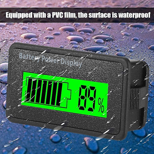 12-48V Universal Batterikapacitetsindikator Batteriströmdisplay Testare Voltmeter (grön)