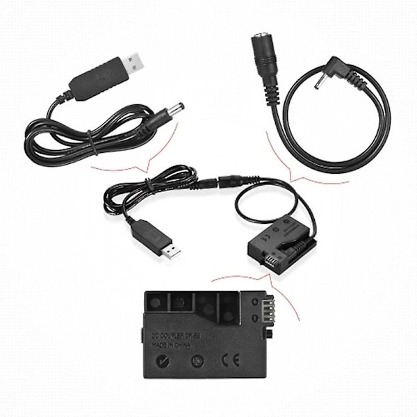 -E8 Dummy Batteri med DC Power Bank USB Adapterkabel Erstatning for LP-E8 for 550D 600D 650D 700