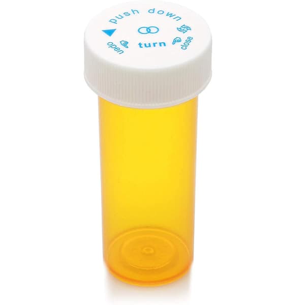 12 Pack Tomma Pillburkar med Lock för Läkemedel på Recept, 6-dram Plastflaskor (orange)