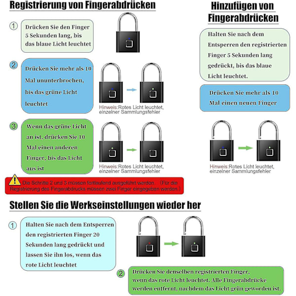 Fingeravtryckslås Smart Fingeravtryckslås, usb Laddningslås Lås--