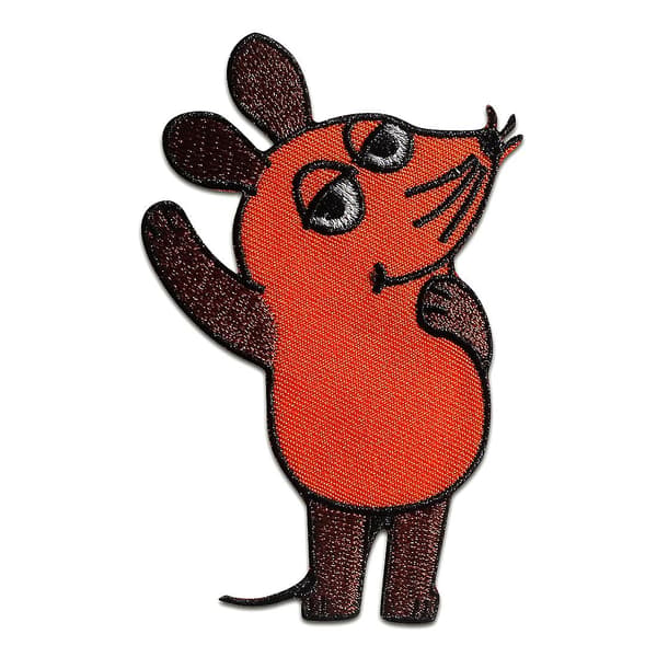 Patch / Stryk-på-patch Mus Sändning med Mus Barn orange 9x5,5cm Patch
