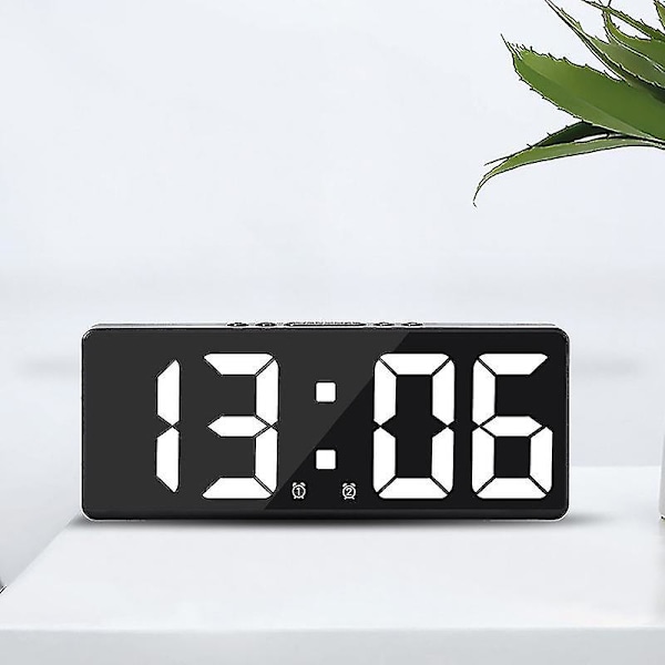 Smart Stor Digital Väggklocka App-kontroll Tid/datum/&ljudaktivering Och Nedräkningsfunktion Kontinuerlig Ljusstyrka Och Volymalarm Med Snooze-funktion