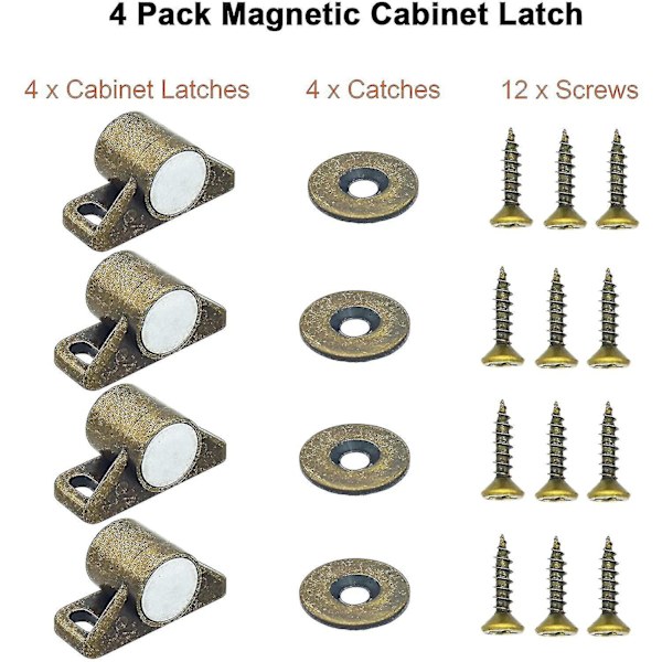 Dörrlås, Jodeian 4-pack Magnetiskt Skåplås med Neodymmagnet för Skåp Köksgarderober Dörrstängning (baifus)