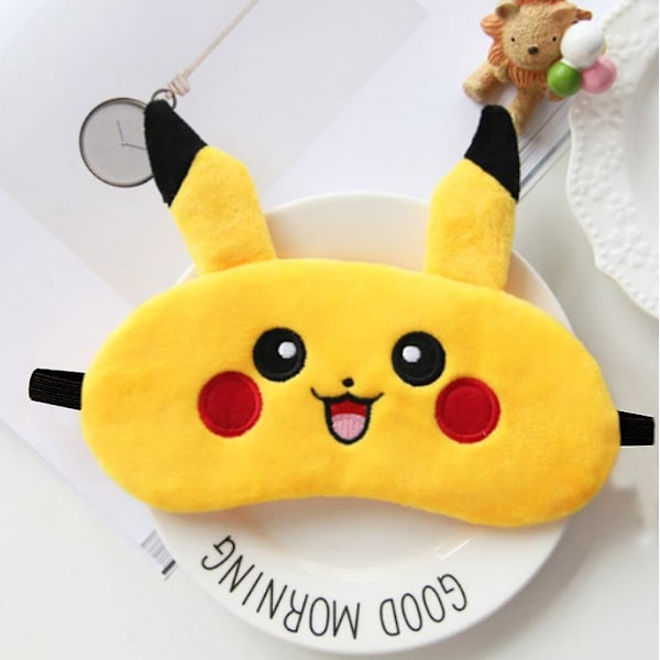 Tegneserie Søvnmaske Pikachu Plys Øjenbind Øjenskygge Øjendække Rejse Lur Nat Sovende 2 stk