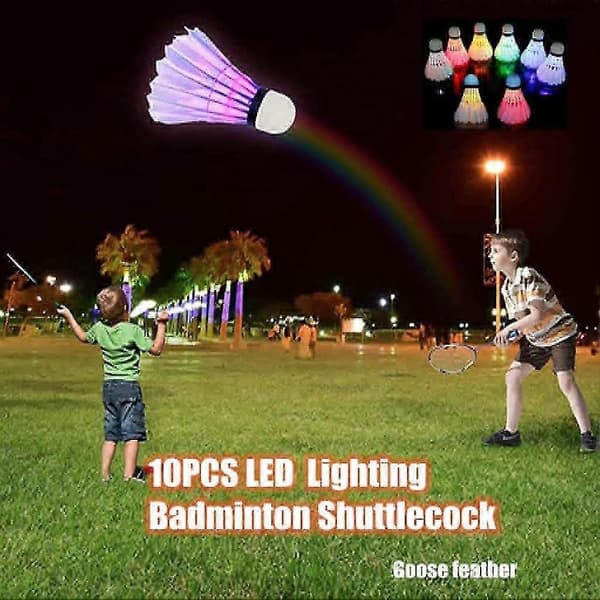 10 st LED 7 Färger Luminous Badmintonbollar Gradient Shuttlecock Belysningsbollar