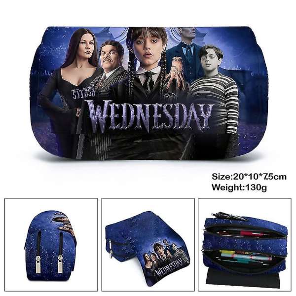 Barn Wednesday Addams Familie Trykk Stor Kapasitet Blyantveske Skriveartikkel Organizer Pen Pouch Gaver