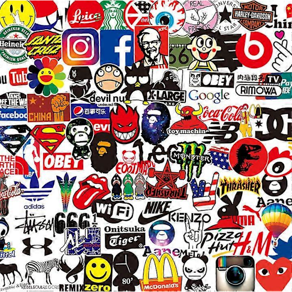 100 st Mode Graffiti Stickers Vattentäta Laptop Bagage Skate multicolor